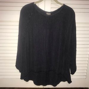 Blue Flowy Tee with 3/4 Length Sleeves